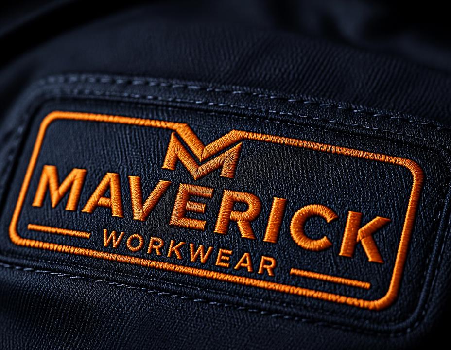 Embroidered logo on workwear